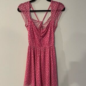 Cute Pink Floral Women's Dress